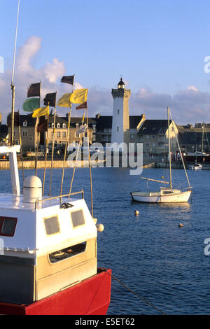 Frankreich, Bretagne, finistere nord, pays du leon, Roscoff, Hafen, bateaux, peche, plaisance, Quais, digue, Stockfoto