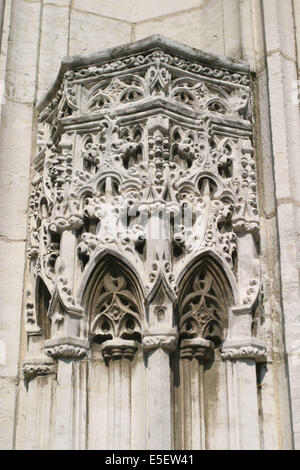 Frankreich, Haute Normandie, Seine maritim, pays de bray, neufchatel en bray, eglise notre dame, Detail Portail, Stockfoto