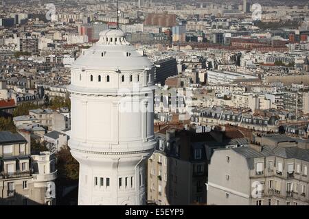 Frankreich, ile de france, paris 18e, butte montmartre, basilique du sacre coeur, Panorama depuis le Dome, vue generale, paysage urbain, chateau d'eau, Stockfoto