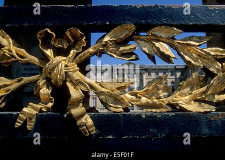 Frankreich, Region picardie, oise, compiegne, Schloss, Napoleon, Kolonnes, Portique, Fassade cote Cour, Detail Grillele, Portail, Entree, Fehilles, Stockfoto