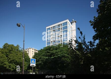 Frankreich, Ile de France, pariser 19e-Viertel, Buttes chaumont, baumenhafte Hütte, rue fessard, Stockfoto
