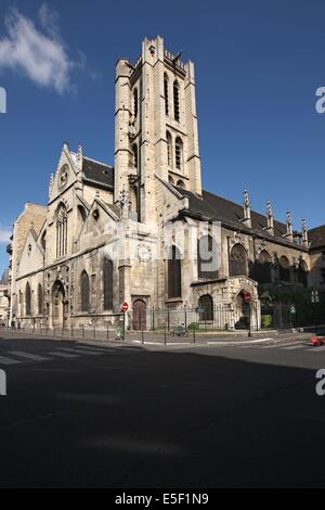 Frankreich, ile de france, pariser 3e-Viertel, 254 rue Saint martin, eglise Saint nicolas des champs, Fassadendonnant sur la rue Saint martin, Tour clocher, Stockfoto