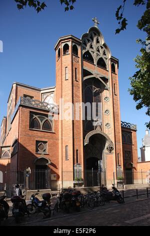 Frankreich, ile de france, paris 18e, eglise Saint jean de montmartre, Place des Abbesses, architecte Anatole de Baudot, Stockfoto