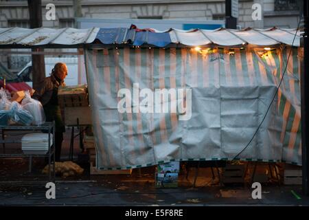 Frankreich, Region Île-de-France, Paris 16e arrondissement, Avenue Du President Wilson, preparatifs du Marche, Matin, Stockfoto