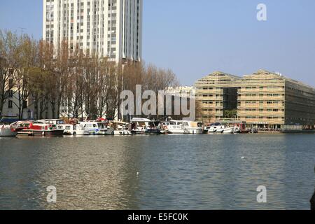 Frankreich, ile de france, pariser 19e-Gebiet, Bassin de la villette et Canal de l'ourcq, quai de la loiré, Stockfoto