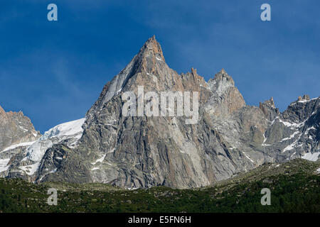 Berge Aiguille de Blaitière, 3522m, Aiguille des Ciseaux und Aiguille du Fou, Chamonix-Mont-Blanc, Haute-Savoie Stockfoto