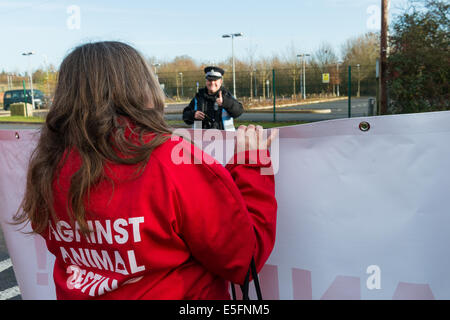 Protest gegen Tierversuche außerhalb NIBSC in Hertfordshire Stockfoto