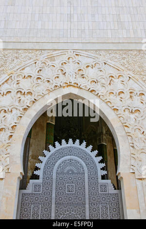 Hassan II Moschee ist die größte Moschee in Marokko und Afrika und die 2. größte in der Welt, Baujahr 1993, Casablanca, Marokko Stockfoto