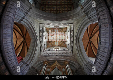 Dach oder an der Decke unter dem Turm an der St. Davids Kathedrale West Wales UK Stockfoto