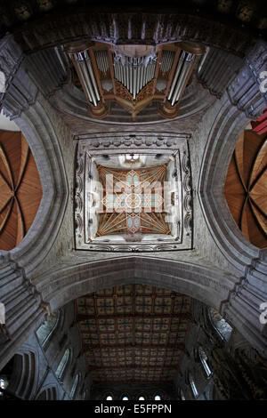 Dach oder an der Decke unter dem Turm an der St. Davids Kathedrale West Wales UK Stockfoto