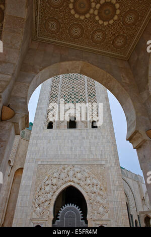 Hassan II Moschee ist die größte Moschee in Marokko und Afrika und die 2. größte in der Welt, Baujahr 1993, Casablanca, Marokko Stockfoto