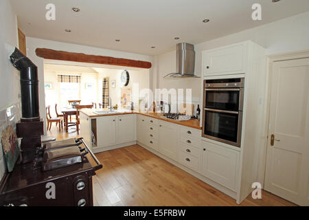 offene Küche in einem walisischen cottage Stockfoto