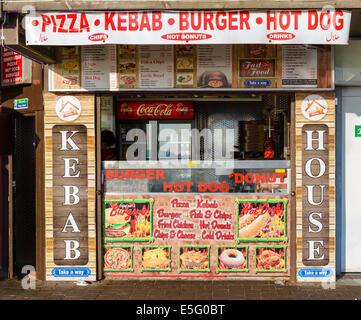 Kebab-Stand auf der Promenade, The Golden Mile, Blackpool, Lancashire, UK Stockfoto