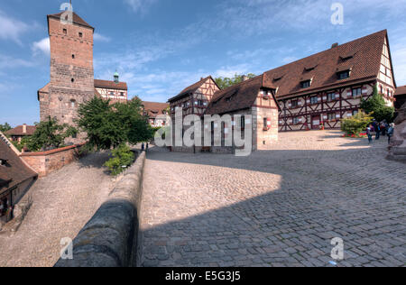 Die Nürnberger Burg (Nürnberger Burg) und dem Vorhof vor dem Burgberg. Stockfoto