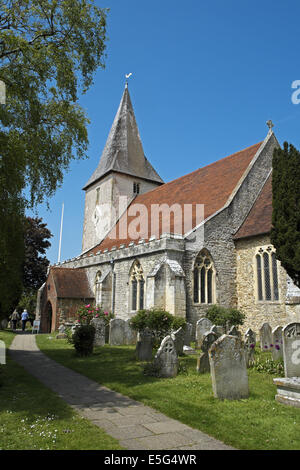 Holy Trinity Church, Bosham, West Sussex. VEREINIGTES KÖNIGREICH. Älteste Kirche in Sussex - 1300 Jahre. 8 Jahre alte Tochter König Canute begraben Stockfoto
