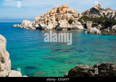 Capo Testa Felsformationen bei Sonnenuntergang in Santa Teresa di Gallura, Sardinien, Italien Stockfoto