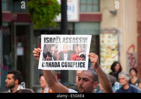 Montreal, Kanada. 30. Juli 2014. Ward nahm auf die Straße zu protestieren gegen die kontinuierliche Bombardierung des Gazastreifens, die in einer wachsenden Zahl von palästinensischen zivilen Casulaties resultiert. Bildnachweis: Megapress/Alamy Live-Nachrichten Stockfoto