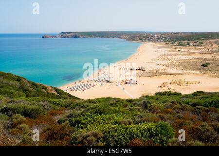 Torre dei Corsari Strand entlang der grünen Küste, West Sardinien, Italien Stockfoto