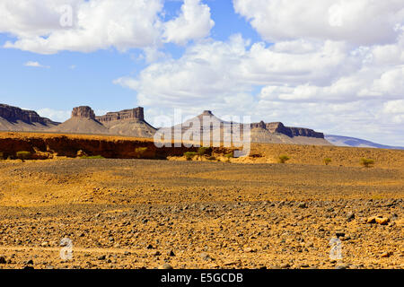 Ch'Gagga Wüste 5 Stunden Fahrt nach Amerzgane, 4wheel Drive über trockene See Iriki Bett, einmal einen riesigen See, Sahara, Süden von Marokko Stockfoto