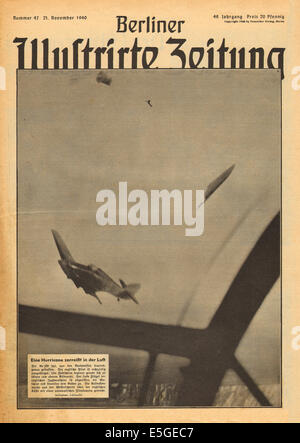 1940 Berliner Illustrierte Zeitung Titelseite Berichterstattung Hurricane Kampfflugzeug abgeschossen Stockfoto