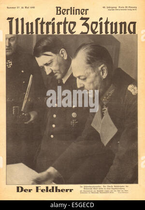 1940 Berliner Illustrierte Zeitung Titelseite berichtet Adolf Hitler und General Oberst von Rundstedt diskutieren Militäroperationen Stockfoto