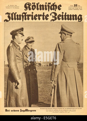 1944 Kolnischer Illustrierte Zeitung Titelseite zeigt Reichsmarschall Hermann Göring & General-Major Adolf Galland Stockfoto