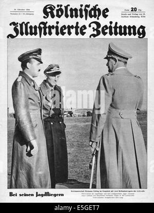 1944 Kolnischer Illustrierte Zeitung Titelseite zeigt Reichsmarschall Hermann Göring & General-Major Adolf Galland Stockfoto