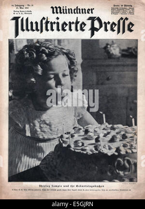 1937 Münchner Illustrierte Presse (Deutschland) vordere Abdeckung Foto der Schauspielerin Shirley Temple feiert ihren 8. Geburtstag Stockfoto