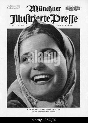 1930 Münchner Illustrierte Presse (Deutschland) vordere Abdeckung Foto der jungen russischen Schauspielerin Emma Zessarskaja aus dem 1927 Film die Frauen von Rjasan Stockfoto