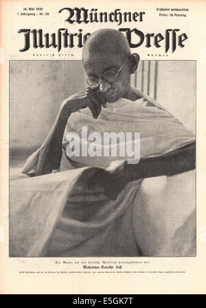 1930 Münchner Illustrierte Presse (Deutschland) vordere Abdeckung Foto des indischen Nationalisten Mahatma Gandhi Stockfoto