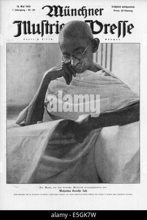 1930 Münchner Illustrierte Presse (Deutschland) vordere Abdeckung Foto des indischen Nationalisten Mahatma Gandhi Stockfoto