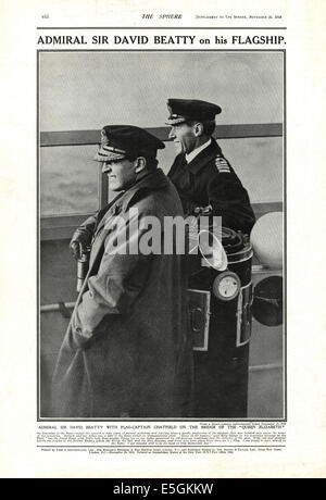 1918 die Kugel Magazin Foto von Admiral Sir David Beatty an Bord der HMS Queen Elizabeth Stockfoto