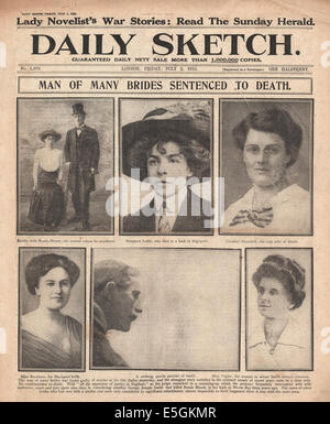 1915 daily Sketch Titelseite berichtet George Joseph Smith verurteilt zum Tode Stockfoto