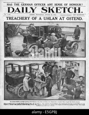 1914 daily Sketch Titelseite Krieg Berichterstattung Stockfoto