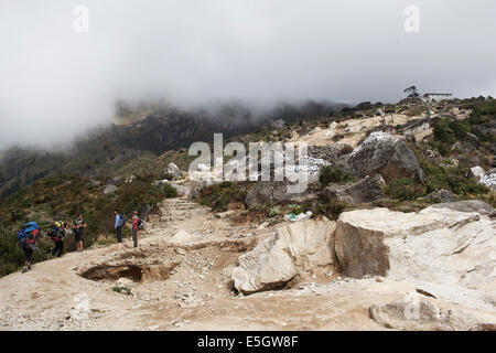Wanderer im Khumbu, der Everest-Region in Nepa. Stockfoto