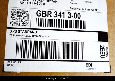 UPS-tracking-Barcode England uk Stockfoto