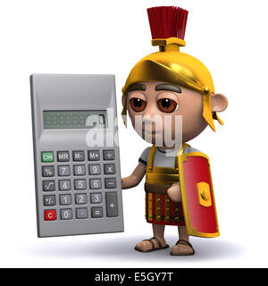 3D Render an einem römischen Soldaten mit Taschenrechner Stockfoto