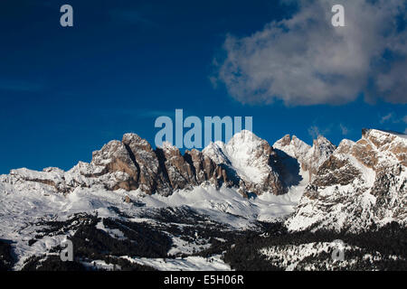 Die Odle Geislerspitzen einschließlich der Pitla Fermeda und die Gran Fermeda Selva Val Gardena Dolomiten Italien Stockfoto