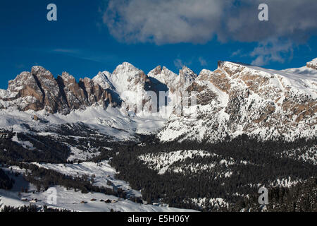 Die Odle Geislerspitzen einschließlich der Pitla Fermeda und die Gran Fermeda Selva Val Gardena Dolomiten Italien Stockfoto