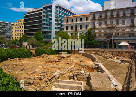 Archäologischen Platz am Plateia Kotzia Quadrat, Omonia Bezirk, zentral-Athen, Griechenland, Europa Stockfoto