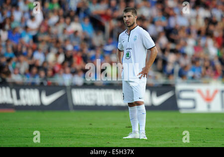 Mlada Boleslav, Tschechien. 31. Juli 2014. UEFA Europa League, 3. Qualifying Runde Spiel FK Mlada Boleslav Vs Olympique Lyon in Mlada Boleslav, Tschechien am 31. Juli. Pavel Sultes Mlada Boleslav. © CTK/Alamy Live-Nachrichten Stockfoto