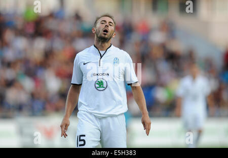Mlada Boleslav, Tschechien. 31. Juli 2014. UEFA Europa League, 3. Qualifying Runde Spiel FK Mlada Boleslav Vs Olympique Lyon in Mlada Boleslav, Tschechien am 31. Juli. Jan Stohanzl Mlada Boleslav. © CTK/Alamy Live-Nachrichten Stockfoto
