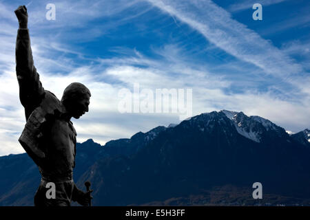 Statue von Freddie Mercury in Montreux am Ufer des Genfer See, Schweiz. Stockfoto