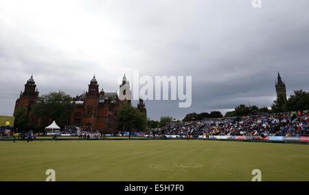 Glasgow, Schottland. 31. Juli 2014. Eine allgemeine Ansicht ist während der Frauen Tripel Goldmedaille Spiel der Lawn Bowls zwischen England und Australien am 8. Tag der Glasgow 2014 Commonwealth Games im Kelvingrove Lawn Bowls Centre in Glasgow, Schottland, am 31. Juli 2014 gesehen. England beanspruchte den Titel mit 22-4. Bildnachweis: Wang Lili/Xinhua/Alamy Live-Nachrichten Stockfoto