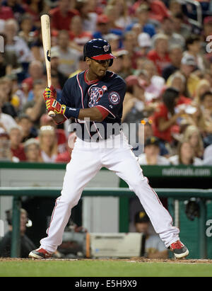 Washington DC, USA. 15. August 2014. Washington Nationals Recht Fielder Michael Taylor (18) at bat gegen die Pittsburgh Pirates während ihres Spiels am Nationals Park in Washington, D.C., Freitag, 15. August 2014. Bildnachweis: Harry Walker/Alamy Live-Nachrichten Stockfoto