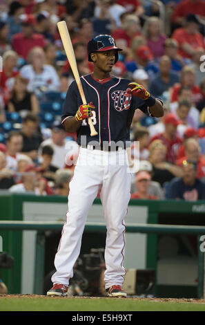 Washington DC, USA. 15. August 2014. Washington Nationals Recht Fielder Michael Taylor (18) at bat gegen die Pittsburgh Pirates während ihres Spiels am Nationals Park in Washington, D.C., Freitag, 15. August 2014. Bildnachweis: Harry Walker/Alamy Live-Nachrichten Stockfoto