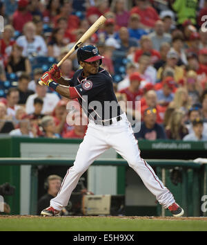 Washington DC, USA. 15. August 2014. Washington Nationals Recht Fielder Michael Taylor (18) at bat gegen die Pittsburgh Pirates während ihres Spiels am Nationals Park in Washington, D.C., Freitag, 15. August 2014. Bildnachweis: Harry Walker/Alamy Live-Nachrichten Stockfoto