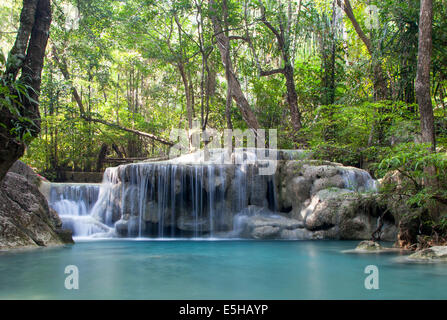 Erawan Wasserfälle am Erawan National Park, Thailand Stockfoto