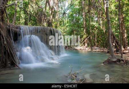 Erawan Wasserfälle am Erawan National Park, Thailand Stockfoto