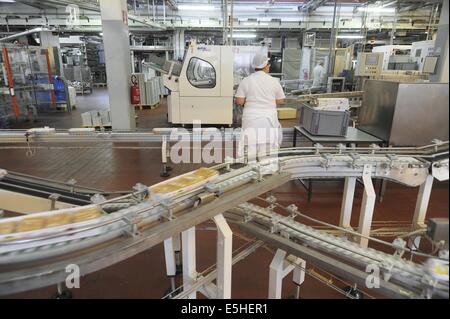 Novara (Italien), Pavesi Pflanze (Barilla-Gruppe), Produktionslinie von Keksen Stockfoto